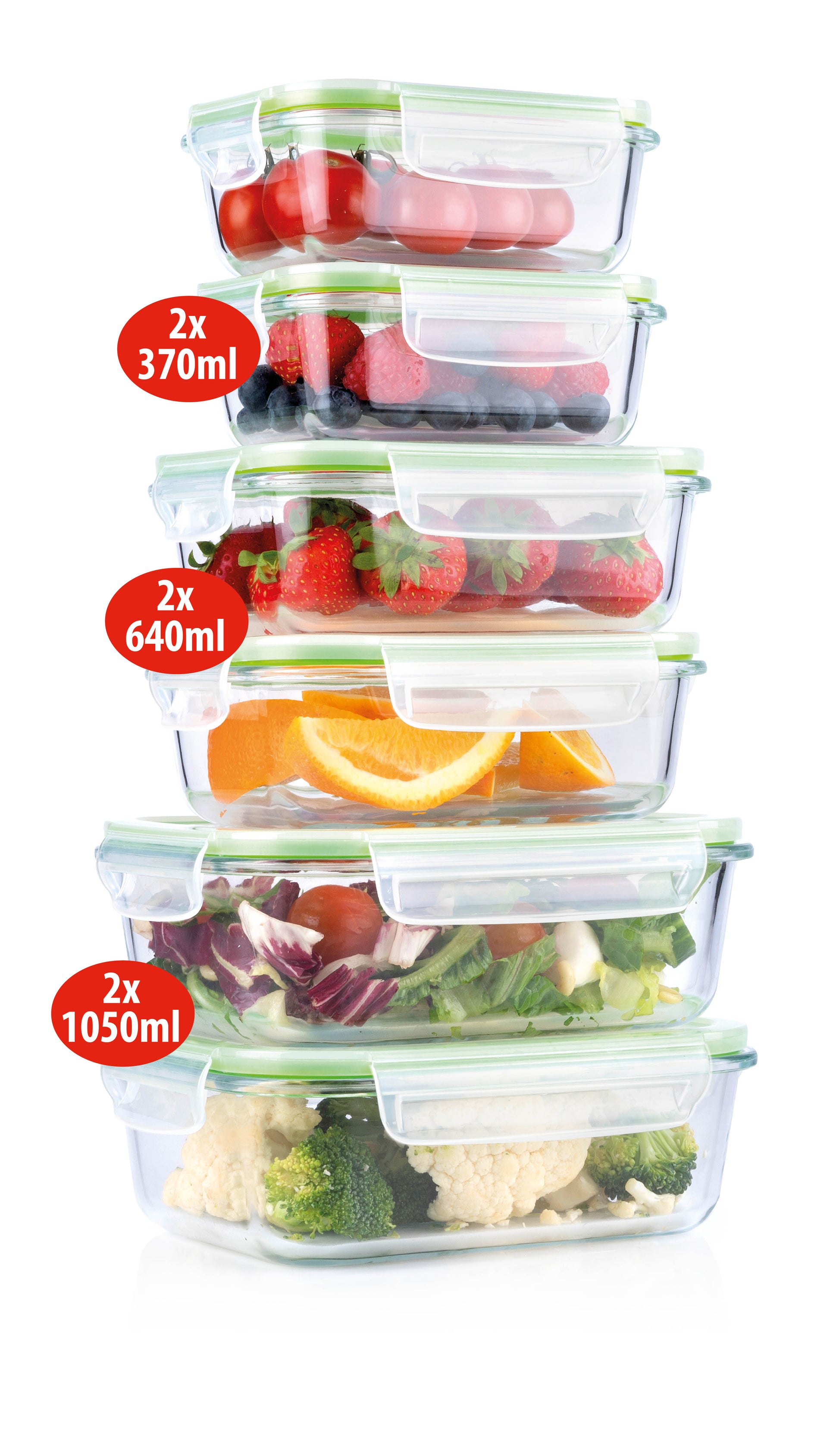 Food Container 12Pc 3Diff.size