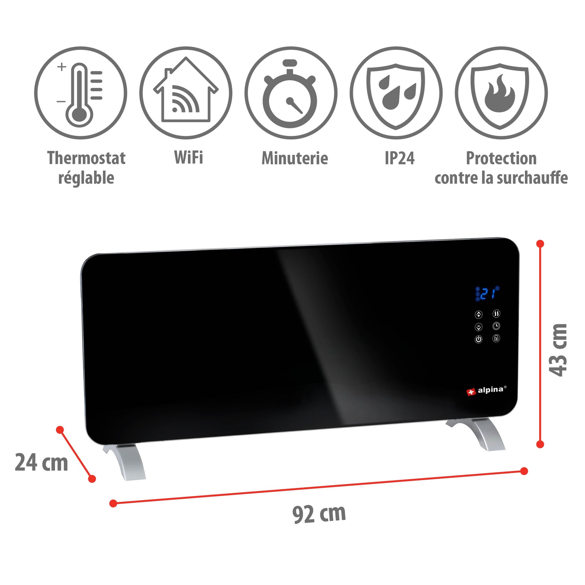 Glass Panel Heater 230V 2000W Wifi