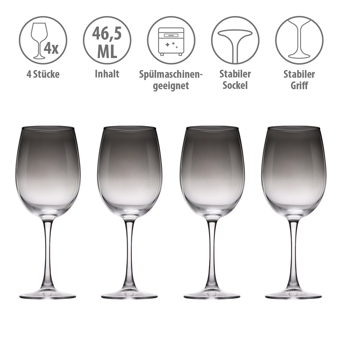 Wine Glass - Smoke 465Ml 4Pc