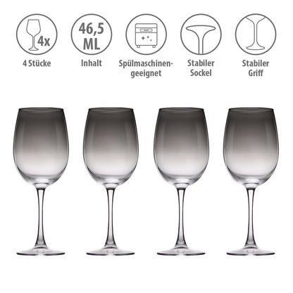 Wine Glass - Smoke 465Ml 4Pc