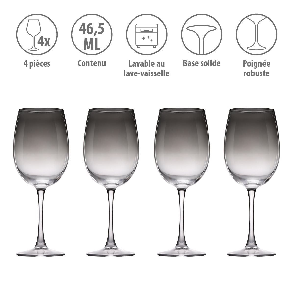 Wine Glass - Smoke 465Ml 4Pc