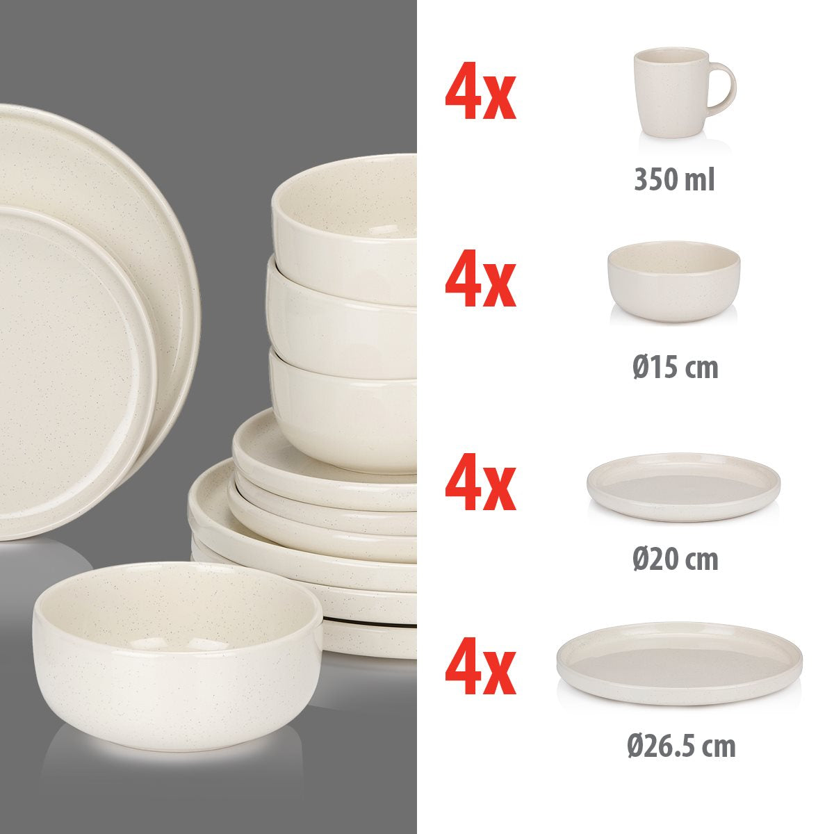 Dinnerware Set 16Pc Stoneware