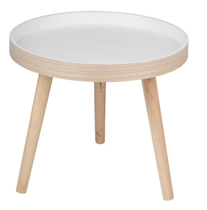 Side Table Round Wood/White