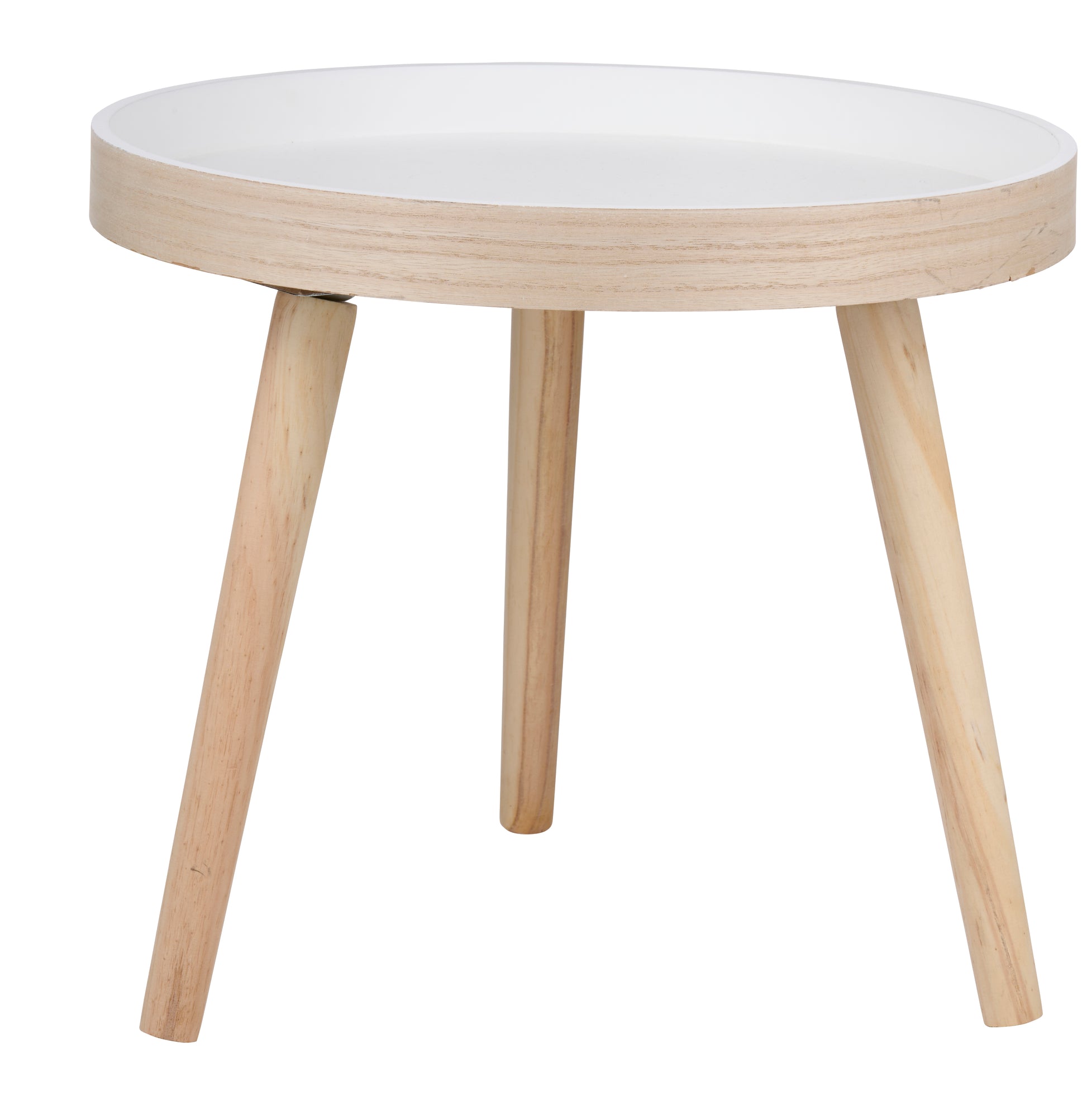 Side Table Round Wood/White