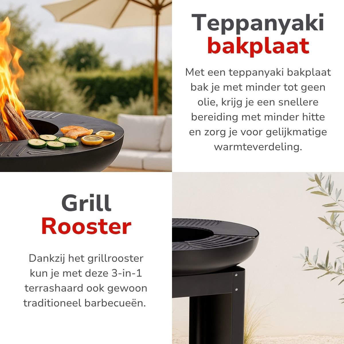 Vuurkorf En Teppanyaki Grill 61X61X90Cm