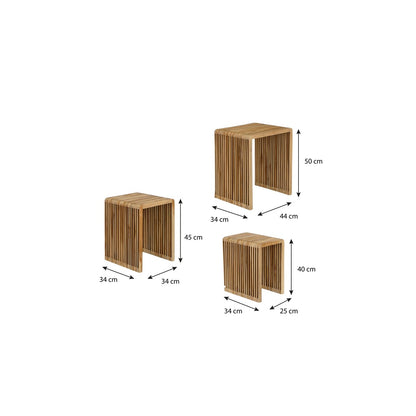 Yonker Side Table Brown Set Of 3 - L44Xw34Xh50Cm