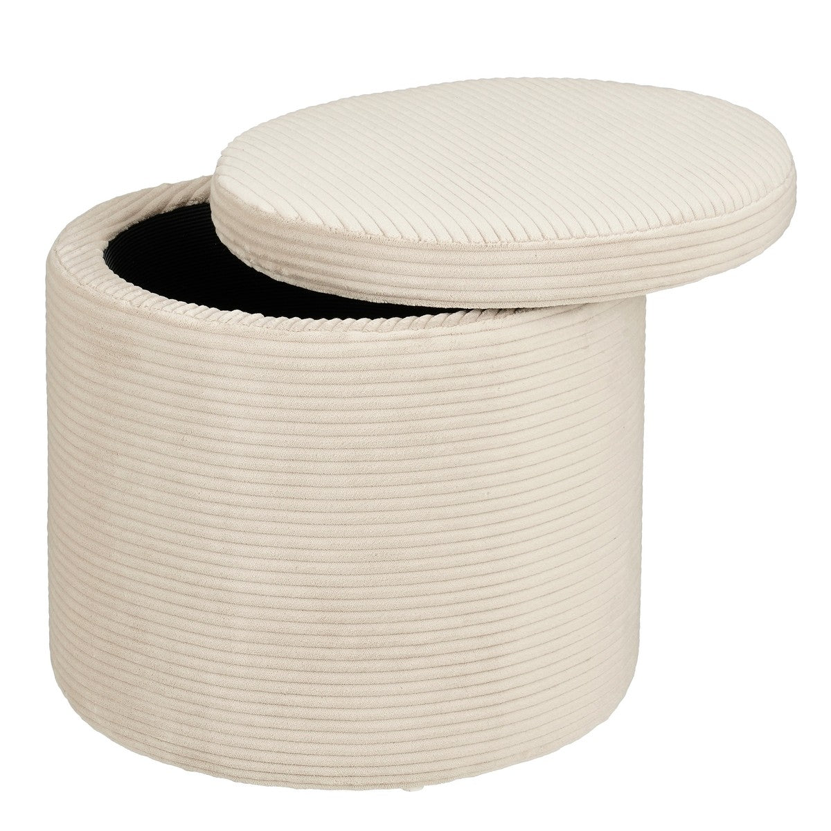 Pouffe With Storage - H41 X Ø42 Cm - Off-White