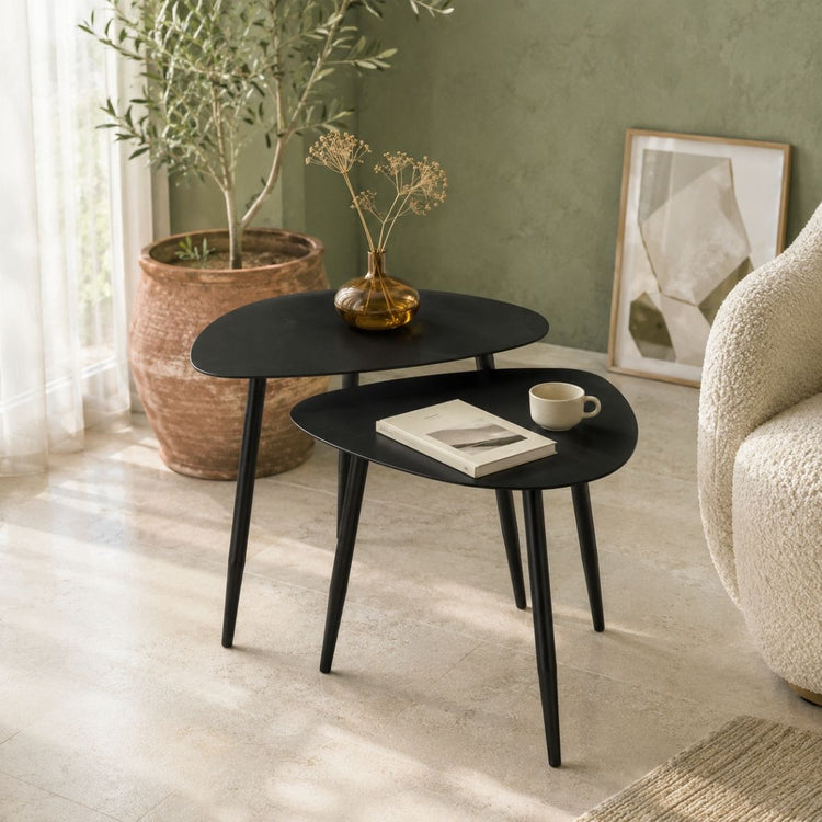 Side Table Black Set Of 2 - L80Xw60Xh47Cm