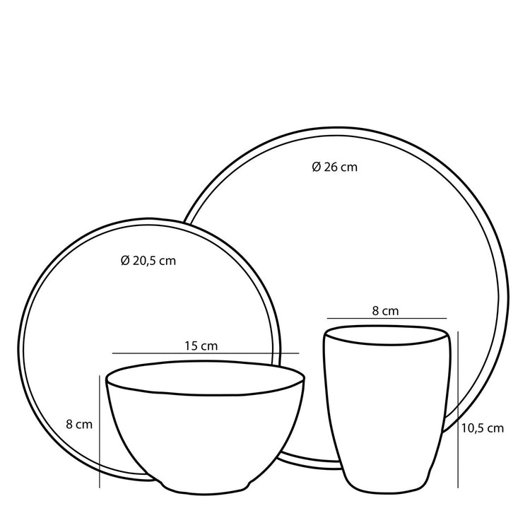 Tabo Dinnerware Set Black 16 Pieces