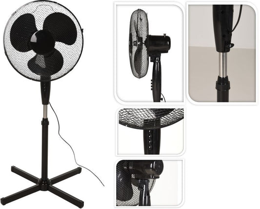 Excellent Electrics Staande Ventilator - 41Cm - 45W- 3 Snelheden - Zwart