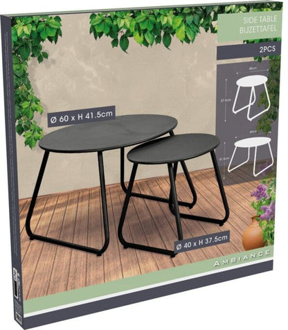 Ambiance Bijzettafels - Diameter 60 En 40 Cm - Zwart
