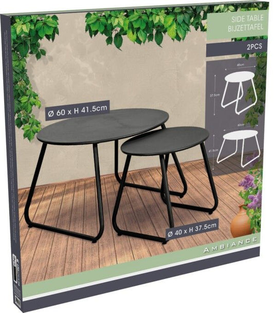 Ambiance Bijzettafels - Diameter 60 En 40 Cm - Zwart