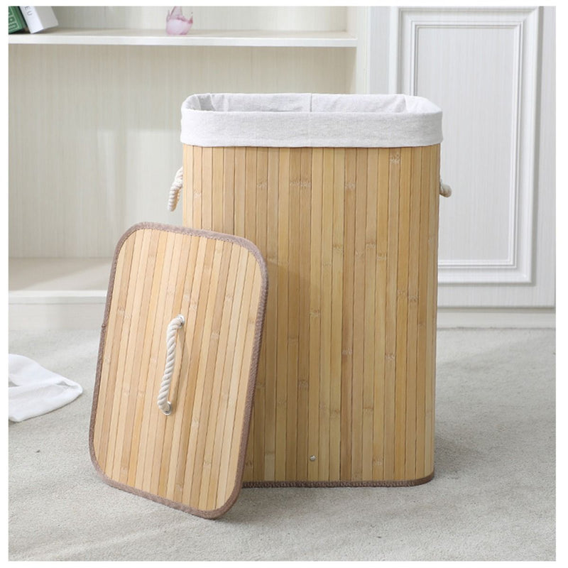 Ceruzo Bamboe Wasmand Met Deksel - 72L - Naturel