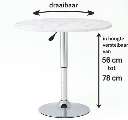 Ceruzo Bijzettafel - Theetafel - Ovaal - Hoogte Verstelbaar - Draaibaar - Wit