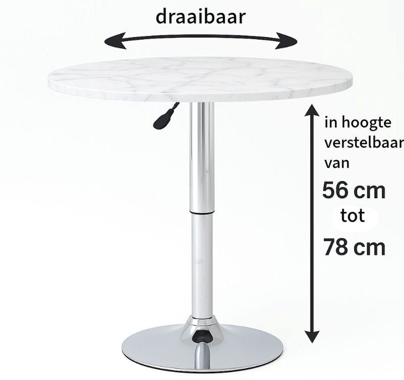 Ceruzo Bijzettafel - Theetafel - Ovaal - Hoogte Verstelbaar - Draaibaar - Wit